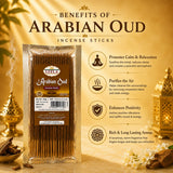 Benefits of Leela Arabian Oud incense sticks for relaxation, fresh ambience and lasting oud fragrance