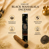 Uses of Leela Black Mahakala incense for offerings, spiritual protection, meditation and sacred ambience