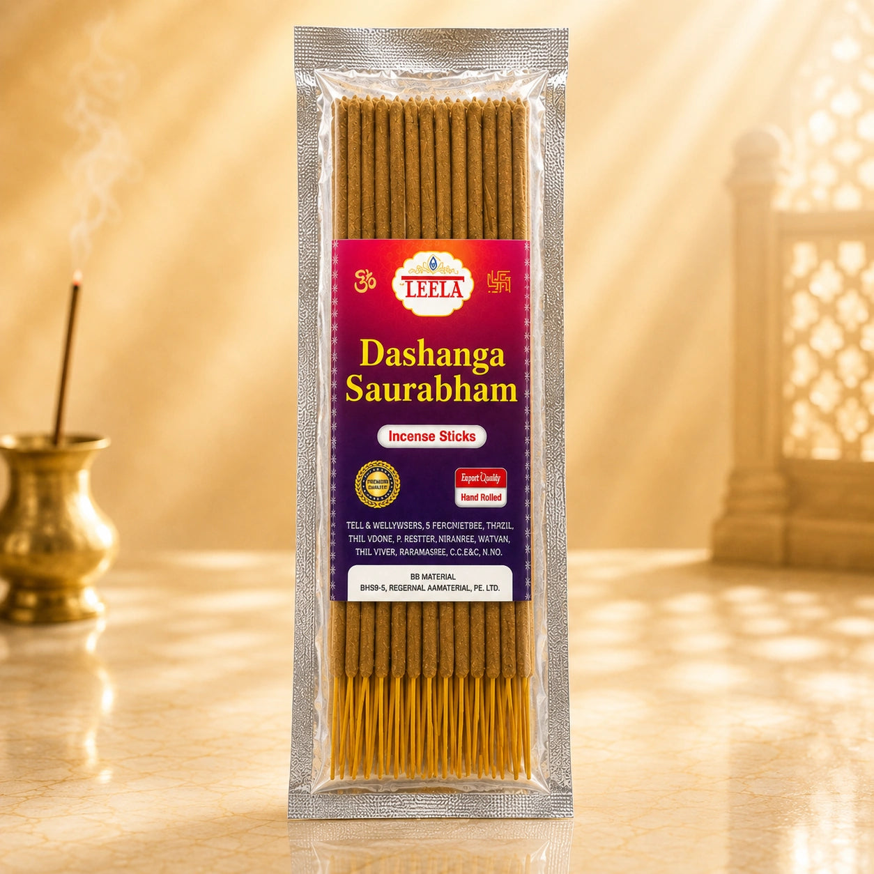 A package of Leela Dashanga Saurabham incense sticks  for puja and meditation