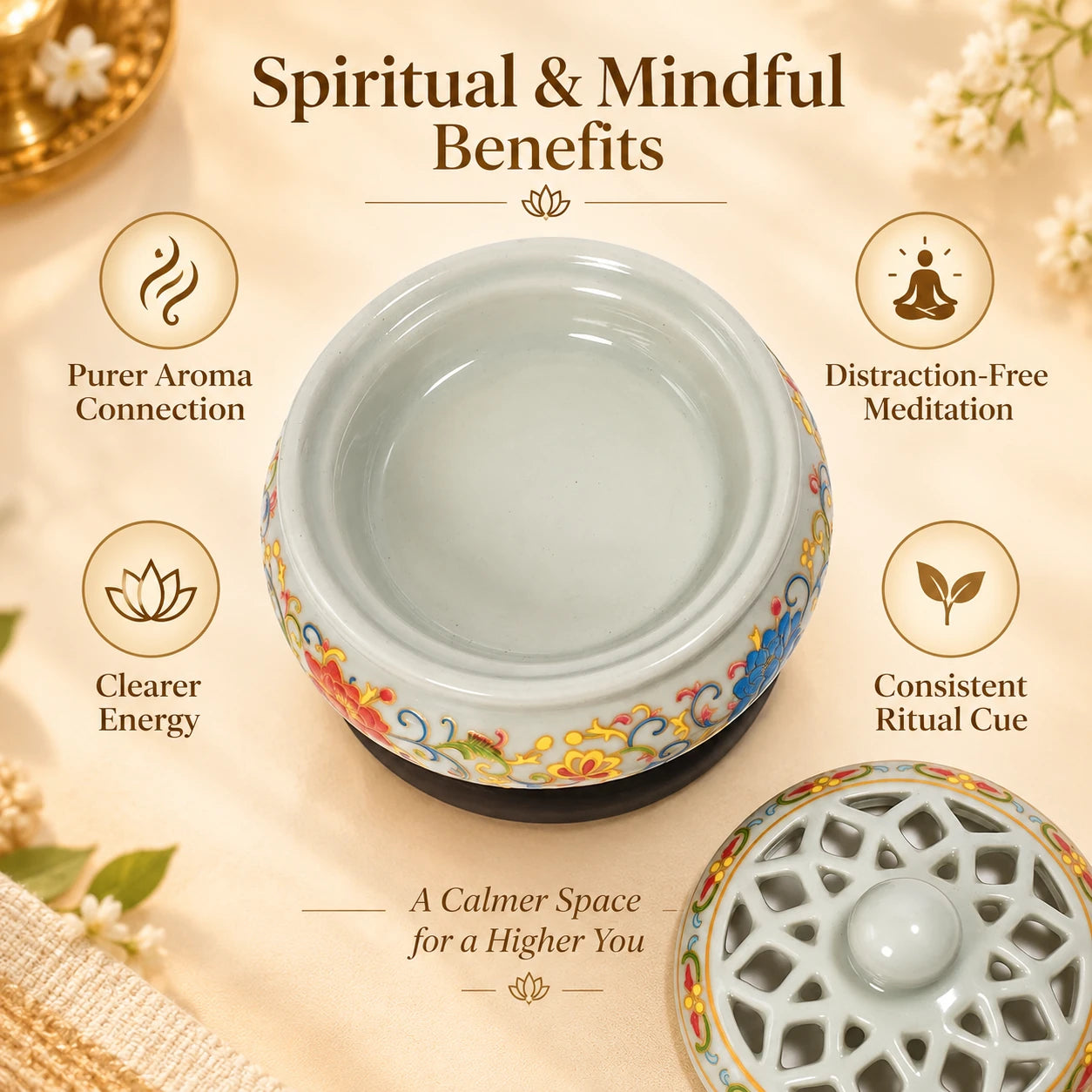 Benefits of Leela Designer Electric Incense Burner for devotional ambience, meditation and daily rituals
