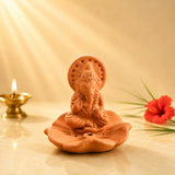 Leela handmade terracotta Lord Ganesha incense holder seated on a lotus-shaped base